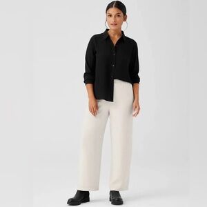 Eileen Fisher Washable Stretch Crepe Wide Leg Pants in Ivory Cream Size Small